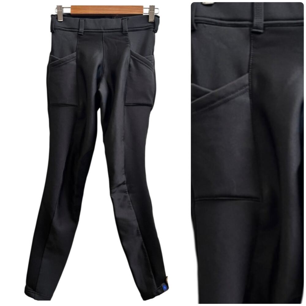 Irideon Black Knee Patches Microfleece Breeches Riding Equestrian Tights Pant XS